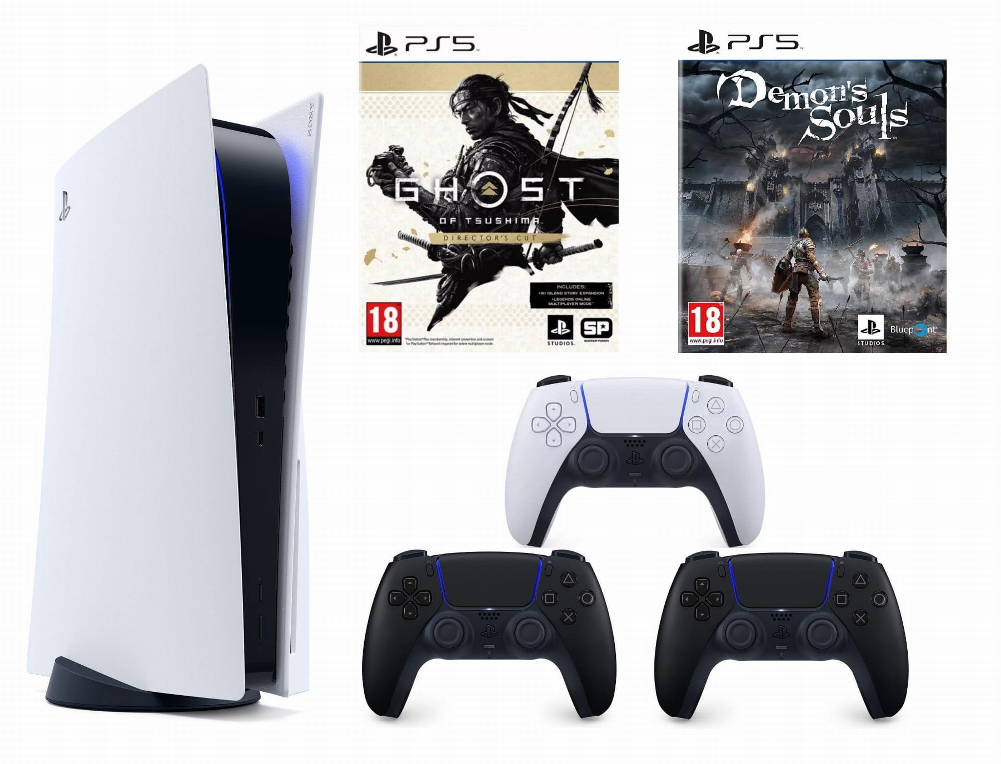 3180 Konsola Sony PlayStation 5 PS5 Zestaw 3 Kontrolery + Ghost of Tsushima Director's Cut + Demon's Souls - obrazek 1